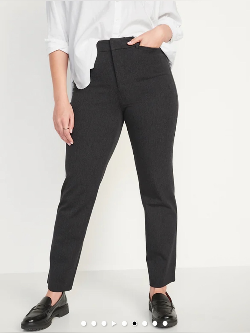 Old Navy High-Waisted Dark Heather Gray Pixie Straight Pants - Picture 2 of 16